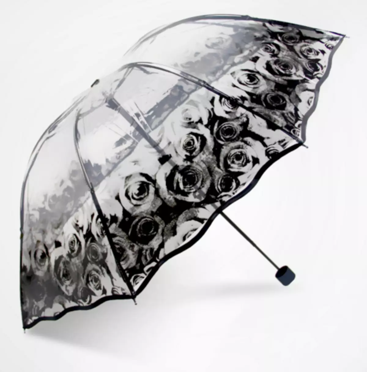 Прозрачный женский зонт складной