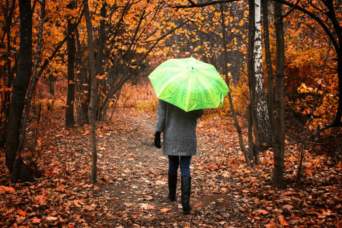 Девушка с зонтом осень